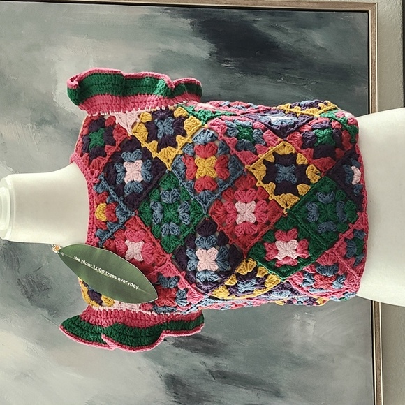 New FARM RIO Crochet Flutter Sleeve Top Size S - Picture 2 of 14